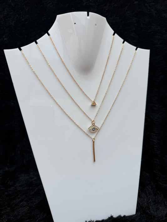 TRIPLE LAYERED EVIL EYE NECKLACE