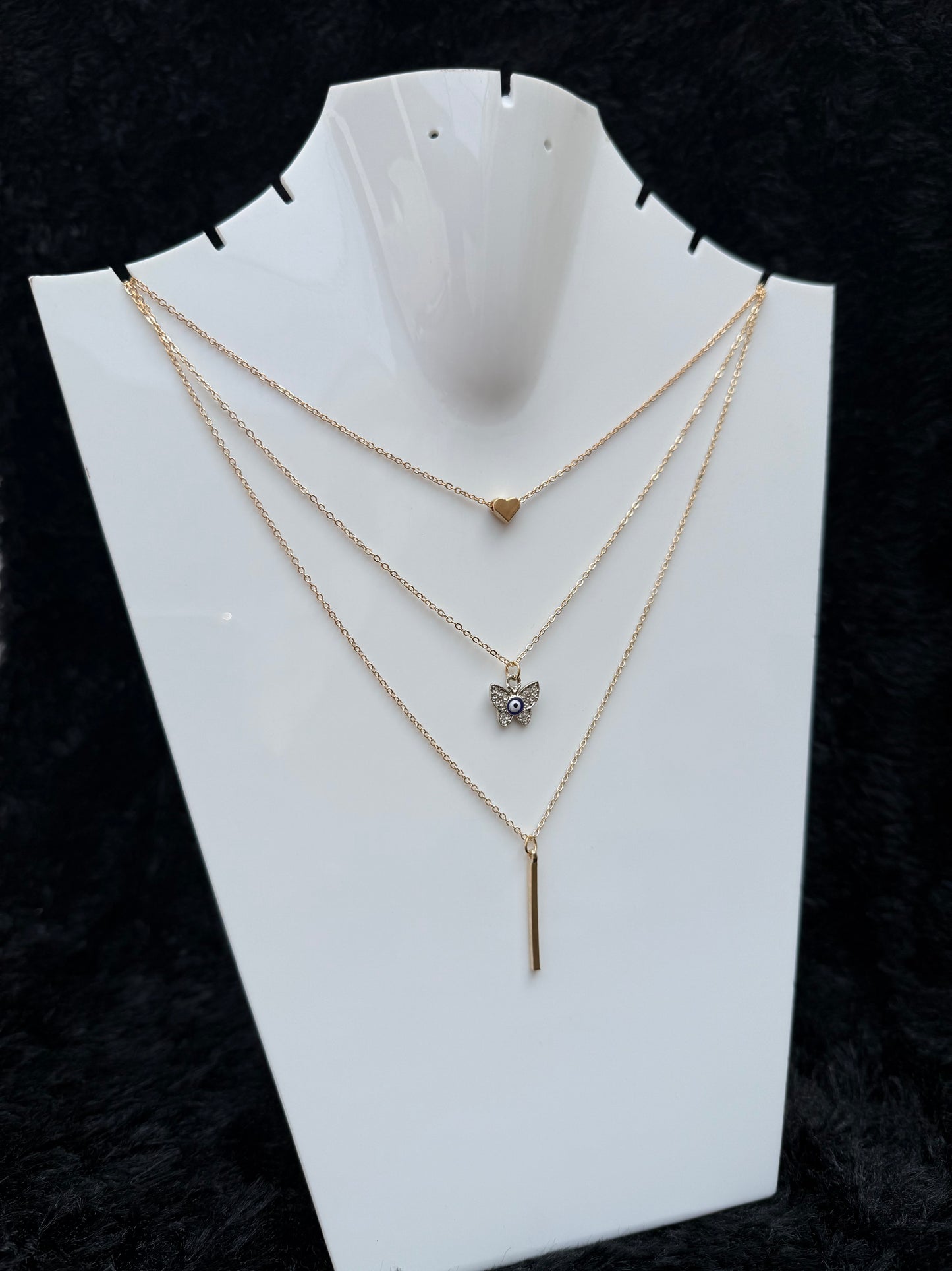 TRIPLE LAYERED BUTTERFLY NECKLACE