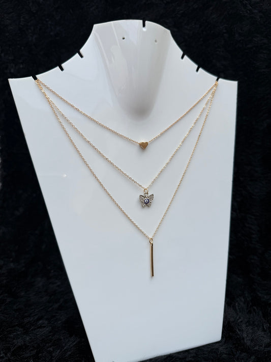 TRIPLE LAYERED BUTTERFLY NECKLACE