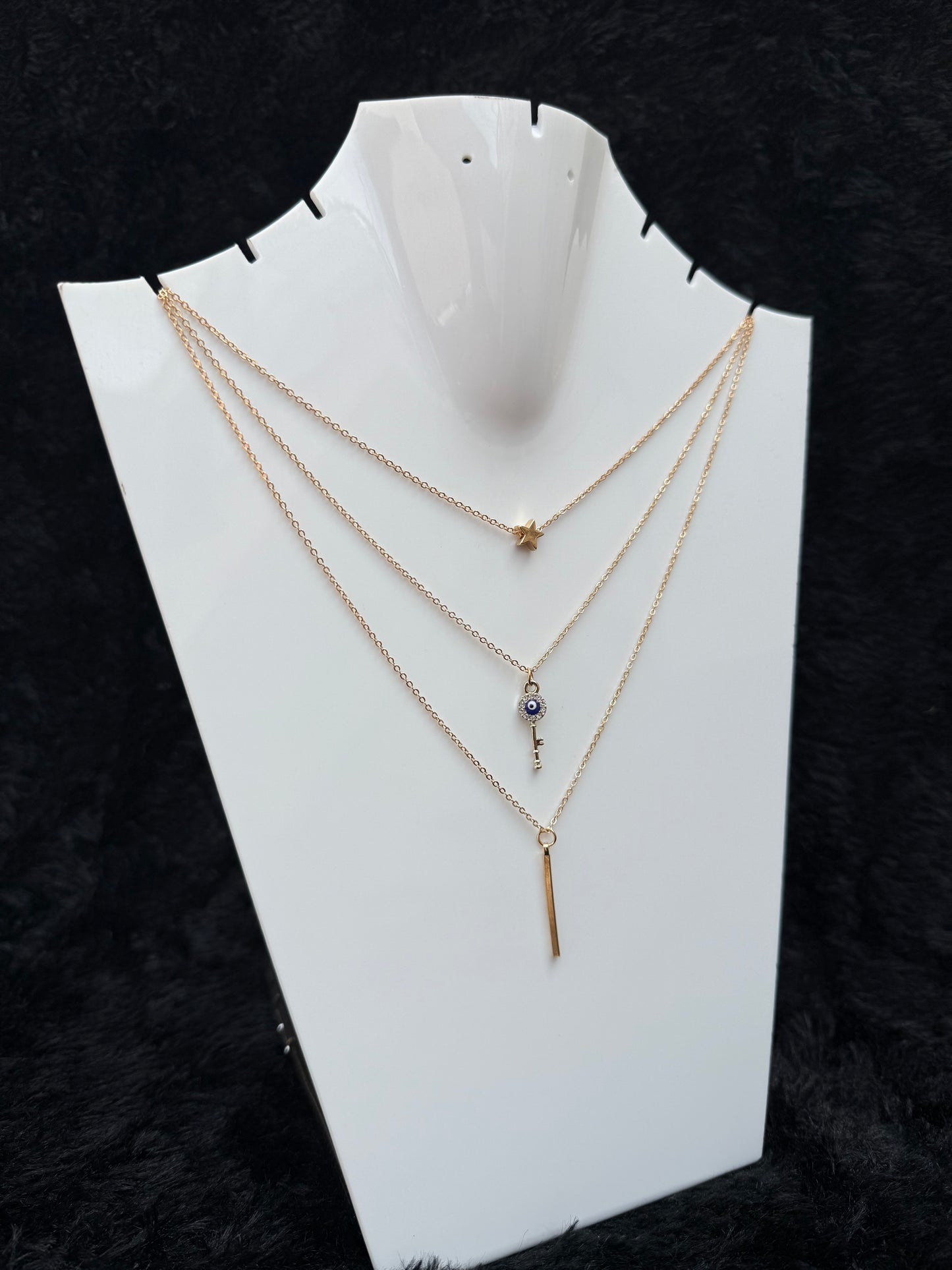 TRIPLE LAYERED KEY NECKLACE