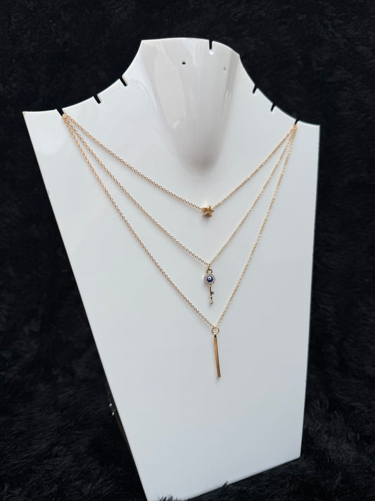 TRIPLE LAYERED KEY NECKLACE