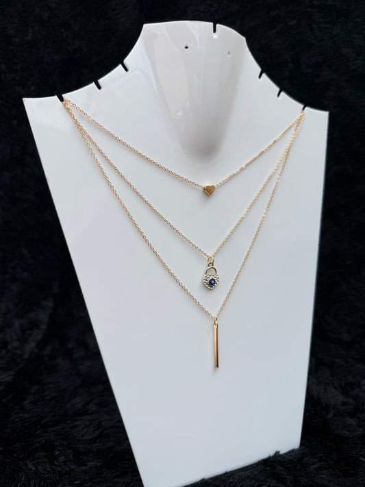 TRIPLE LAYERED LOCK NECKLACE