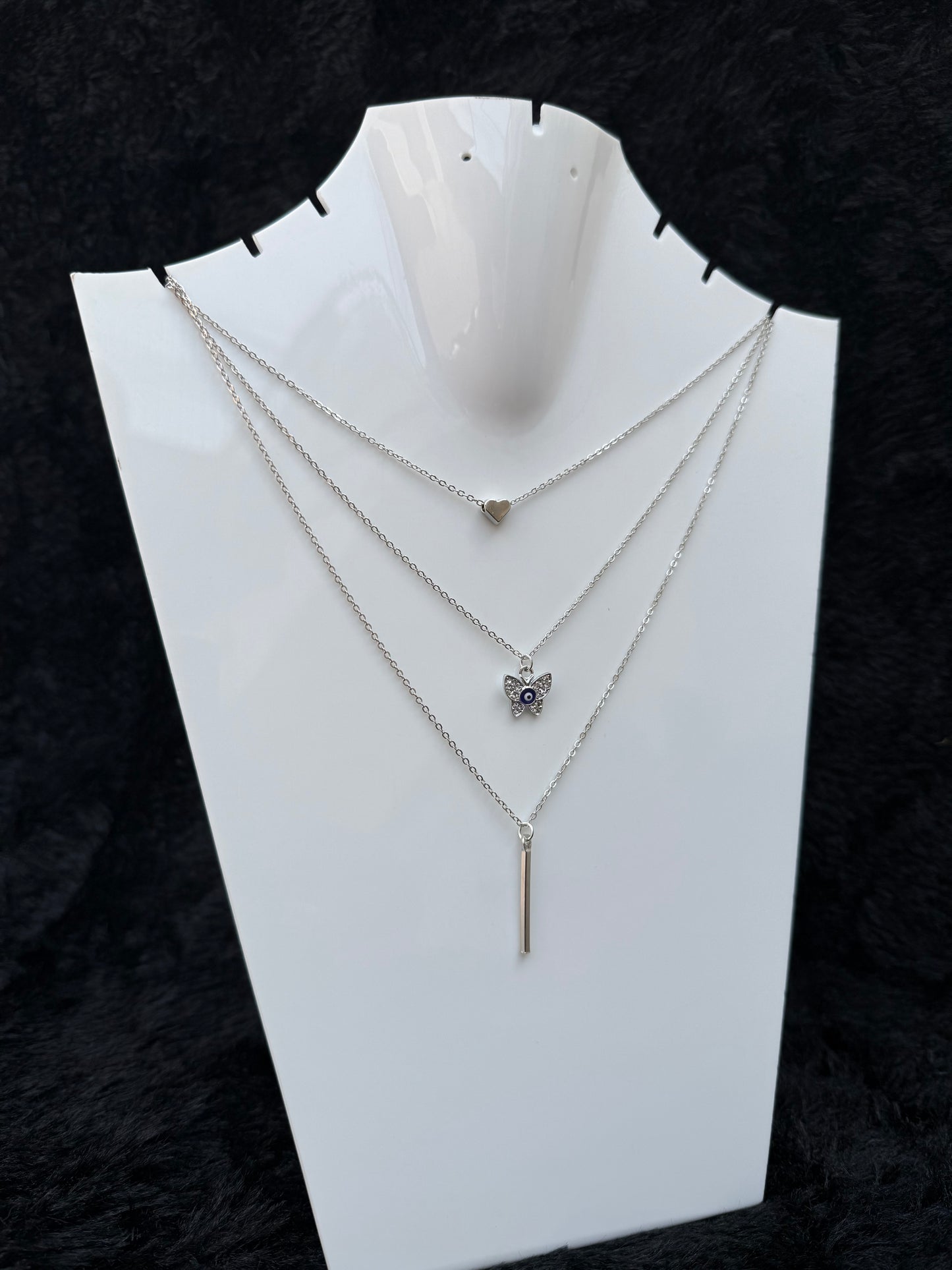 TRIPLE LAYERED BUTTERFLY NECKLACE