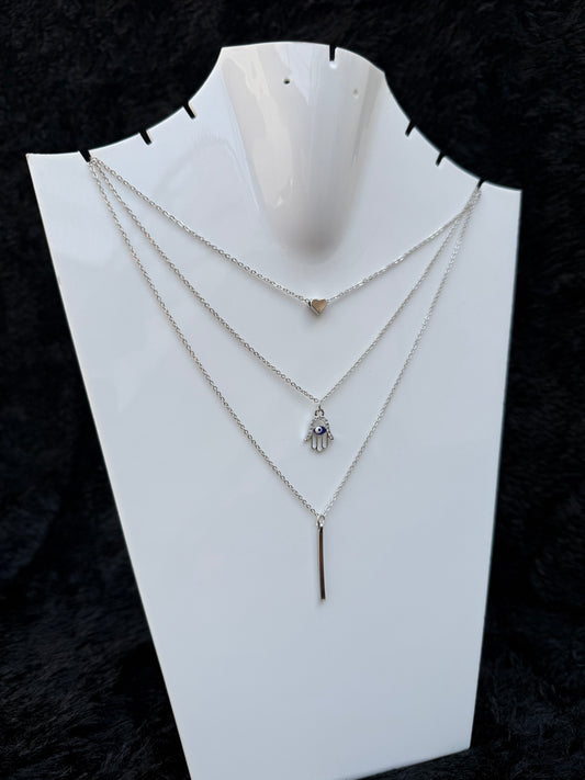 TRIPLE LAYERED HAND NECKLACE