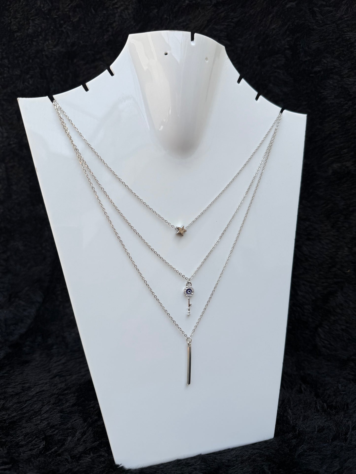 TRIPLE LAYERED KEY NECKLACE